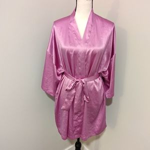 Victoria secret angels lavender pink satin robe kimono one